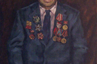 Полиэкт Максимович Комиссаров в годы войны – командир стрелковой роты. 1987. Холст, масло.100х80. ВОКГ